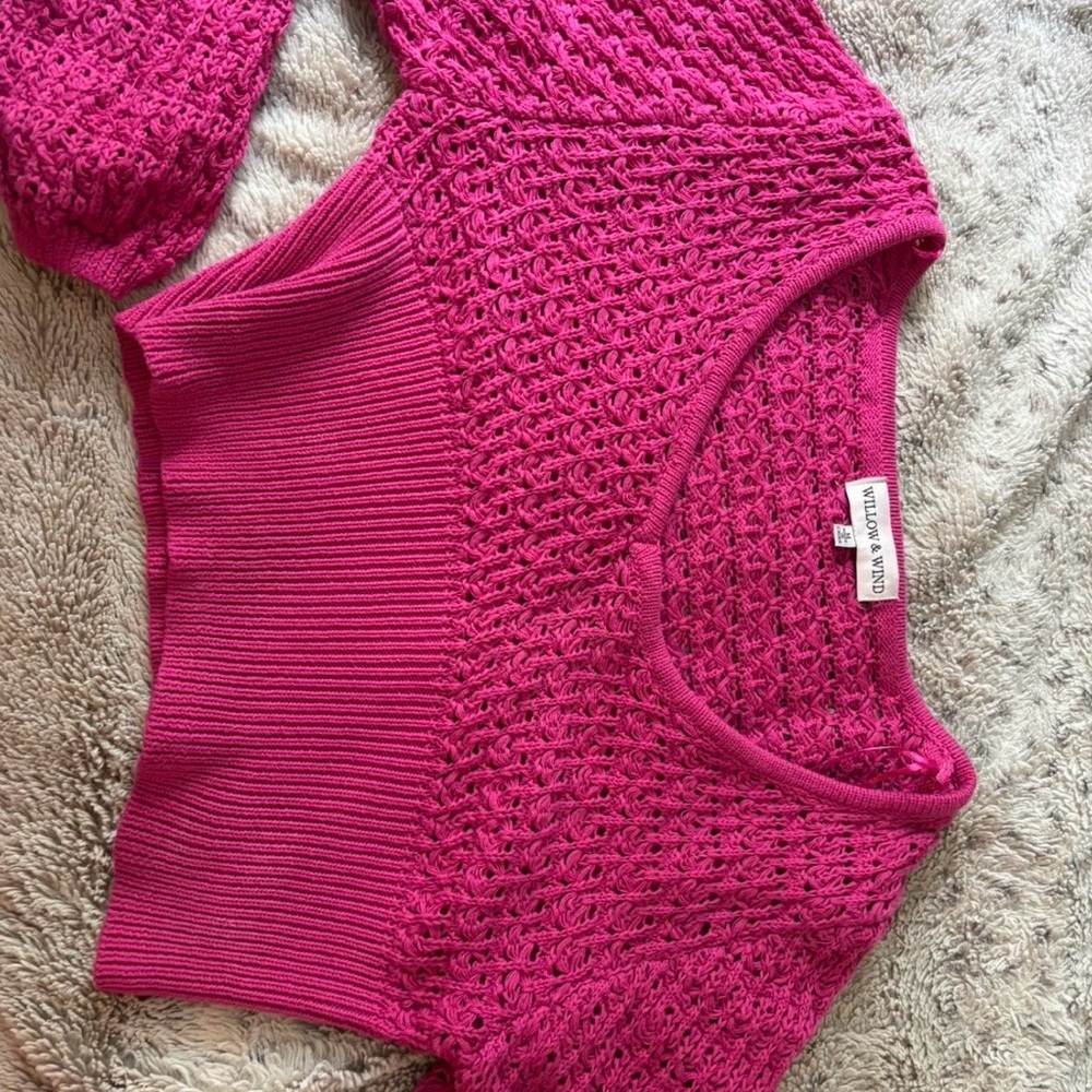 Pink Cropped Knit Sweater
